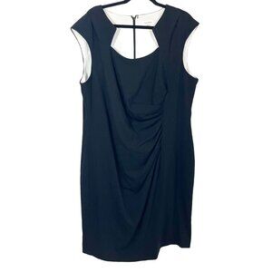 Calvin Klein Black Ruched Cap Sleeve Sheath Dress Business Career - Size 22W